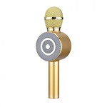 Беспроводной Bluetooth караоке-микрофон WSTER WS-669 с LED подсветкой золотой