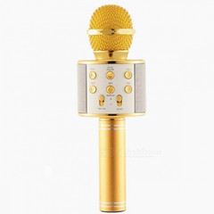 Беспроводной Bluetooth Караоке-микрофон WSTER WS-858 в коробке золотой