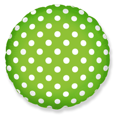 №169 Фольгированный круг с гелием "Горошек" Зелёный. 45 см.