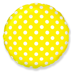 №165 Фольгированный круг с гелием "Горошек" Жёлтый. 45 см.