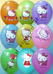 №074  Hello Kitti. Многоцветный рисунок (шёлк). С гелием. 30 см.