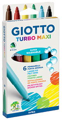 ФЛОМАСТЕРЫ GIOTTO TURBO MAXI, 6 ЦВ, УТОЛЩЕННЫЕ