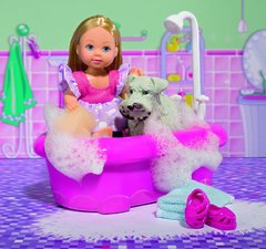 Куколка Эви с собачкой в ванной комнате, 12 см Evi Love Dog Bath Toy