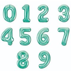 №42 Фольгированные цифры (0 - 9),  наполненные гелием. Нежно зелёные, 102 см.