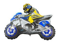№205 Фигура с гелием. Мотоцикл синий. 80 см*70 см.