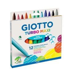 ФЛОМАСТЕРЫ GIOTTO TURBO MAXI, 12 ЦВ, УТОЛЩЕННЫЕ