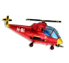 №215 Фигура с гелием. Вертолёт красный. 96 см*57 см.