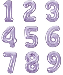 №35 Фольгированные цифры (0 - 9),  наполненные гелием. Нежно - фиолетовые. 102 см.
