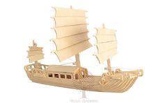 Сборная деревянная модель КОРАБЛЬ ДЖОНКА P045 53 деталей