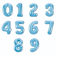 №47 Фольгированные цифры (0 - 9),  наполненные гелием. Нежно голубые. 102 см.