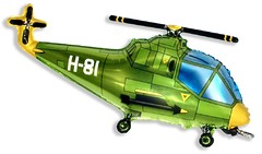 №218 Фигура с гелием. Вертолёт зелёный. 96 см*57 см.