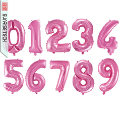 №36 Фольгированные цифры (0 - 9),  наполненные гелием "Розовый перламутр"  102 см.